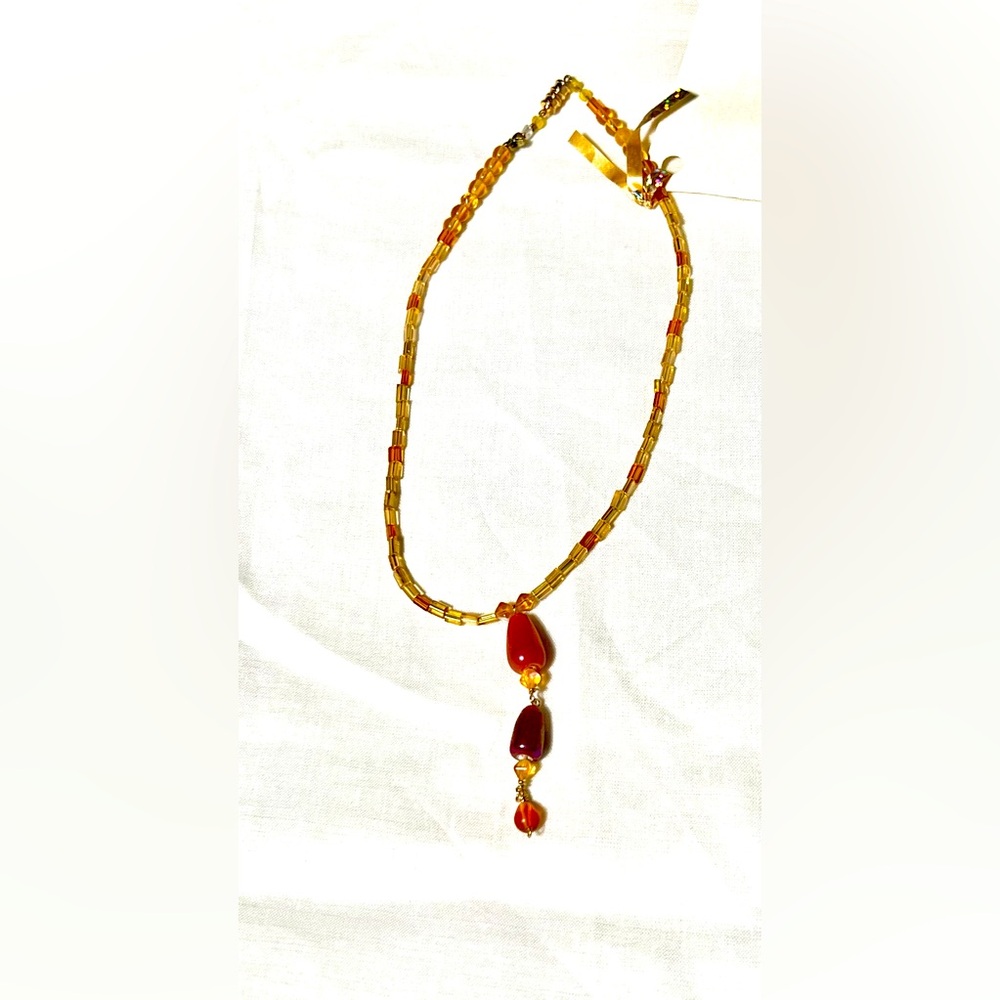 Briolette Carnelian and Citrine pendant necklace